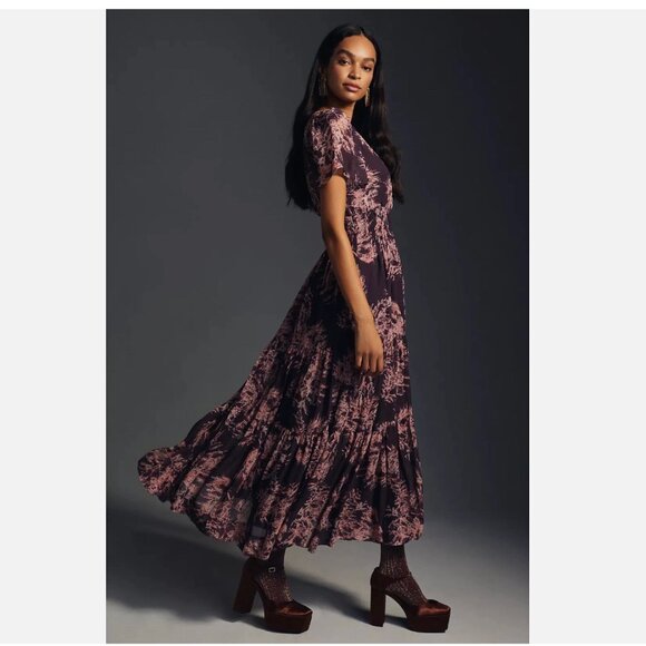 Anthropologie The SOMERSET Dress Small Tiered Whimsical Fairy Boho Maxi Holiday - Picture 11 of 13